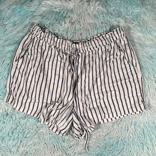 White & Blue Striped HUT Shorts - large