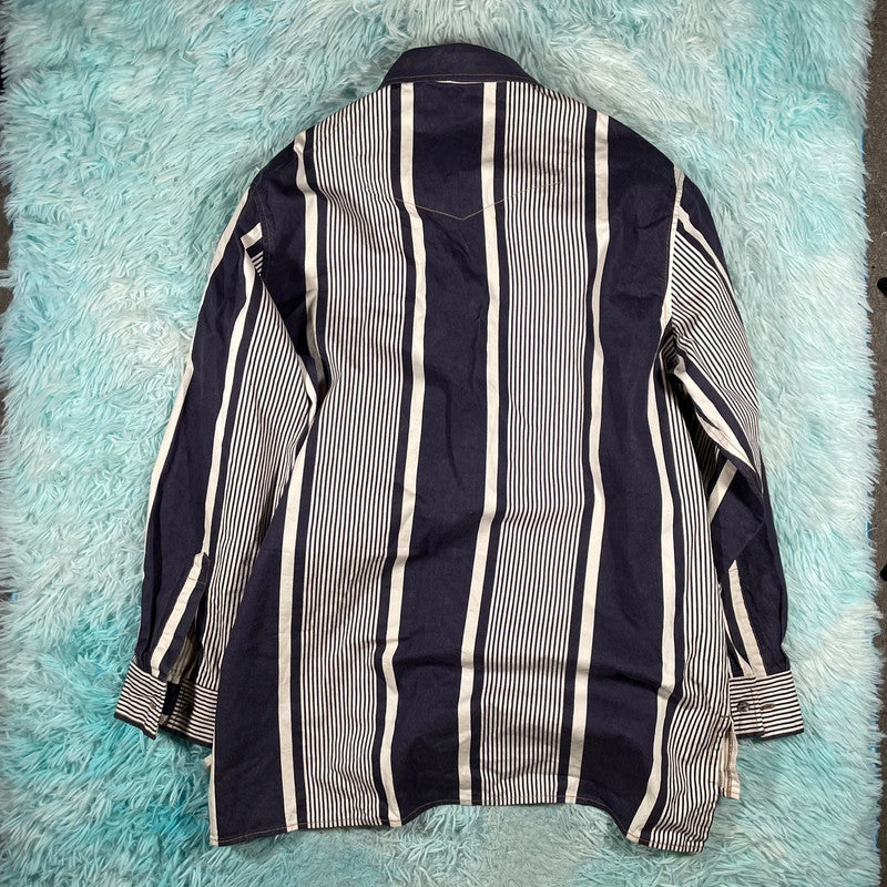 Vintage 90s Navy Striped Marithe Francois Girbaud Jacket Set - XXL
