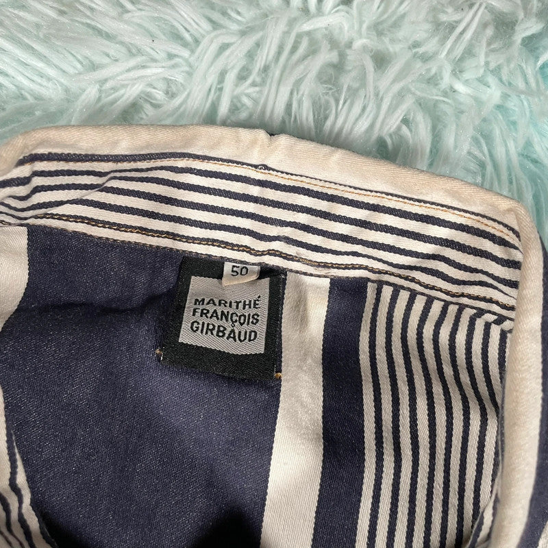 Vintage 90s Navy Striped Marithe Francois Girbaud Jacket Set - XXL