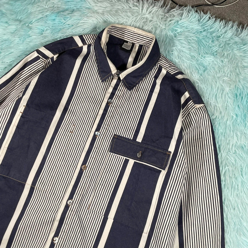 Vintage 90s Navy Striped Marithe Francois Girbaud Jacket Set - XXL