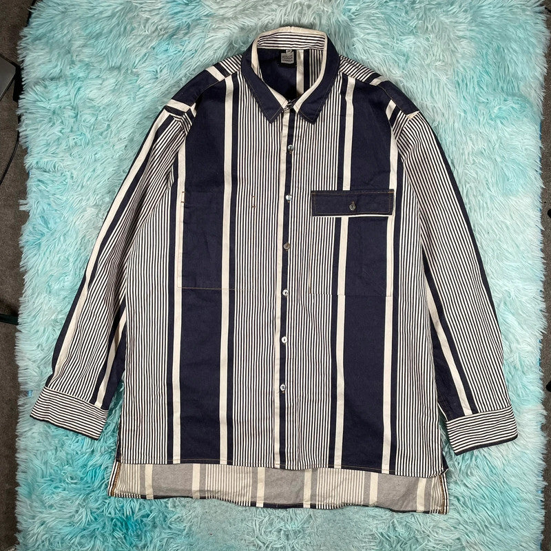 Vintage 90s Navy Striped Marithe Francois Girbaud Jacket Set - XXL