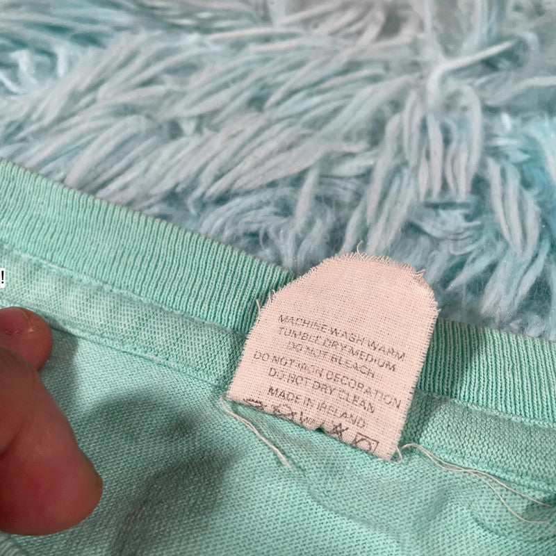 Vintage 90s Mint Green Blank T Shirt fruit of the Loom - Large