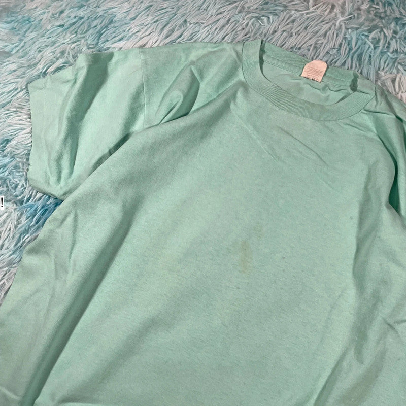 Vintage 90s Mint Green Blank T Shirt fruit of the Loom - Large