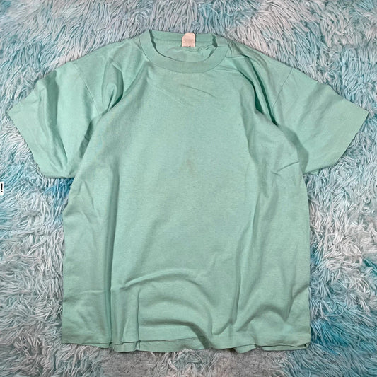 Vintage 90s Mint Green Blank T Shirt fruit of the Loom - Large