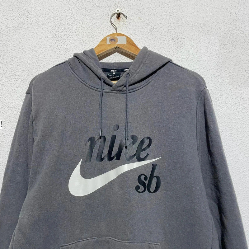 Grey Nike Sb Hoodie Print Logo - Large