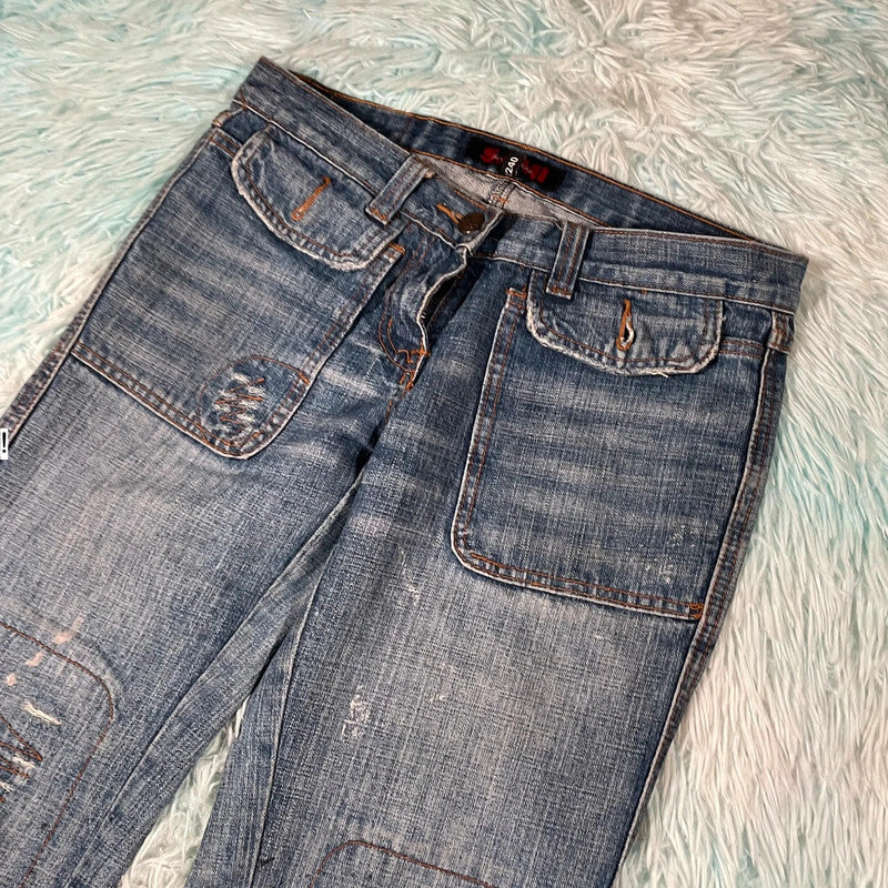 Vintage Y2K Distressed Jeans Striaght Slim Leg - W36 L32