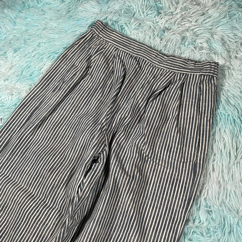 Blue & White Striped Masscob Trousers - Size 8