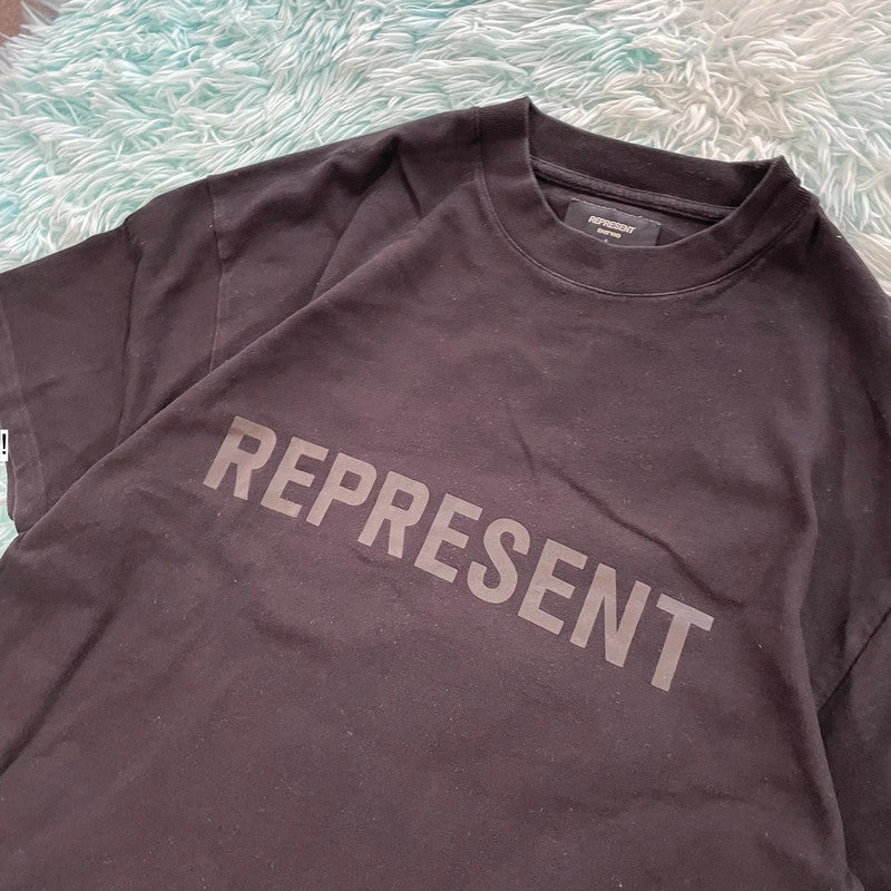 Black Represent T Shirt Spellout - Large