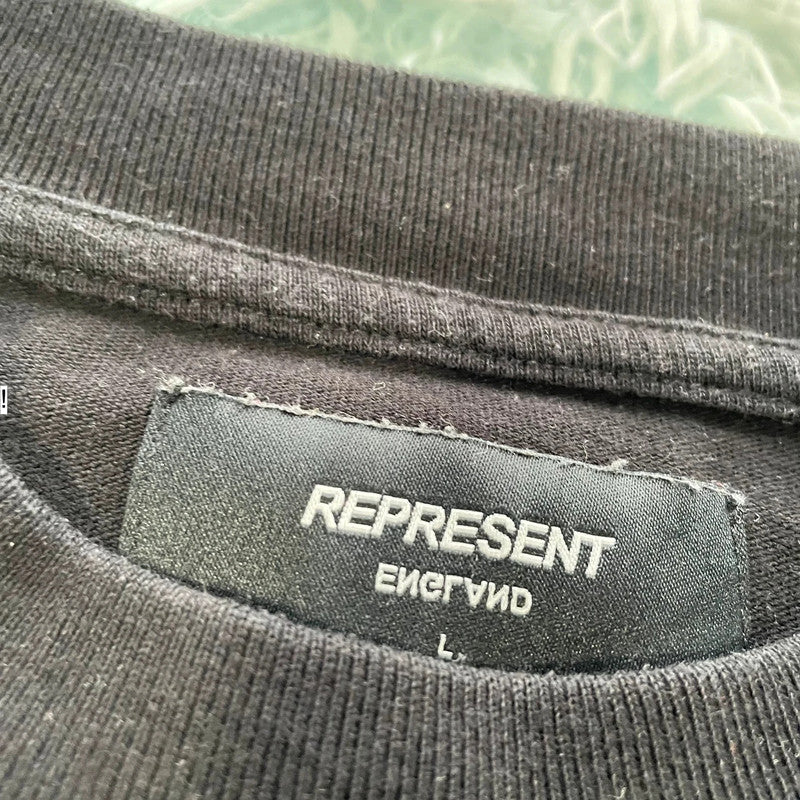 Black Represent T Shirt Spellout - Large