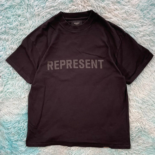 Black Represent T Shirt Spellout - Large