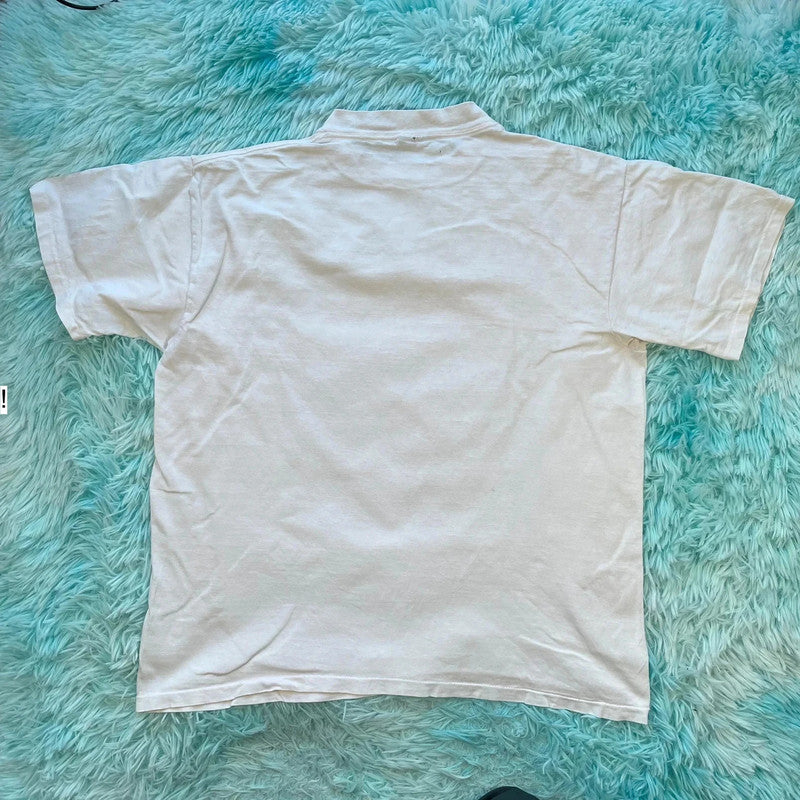 Vintage 90s White Jim Warren Art Graphic T Shirt - Large