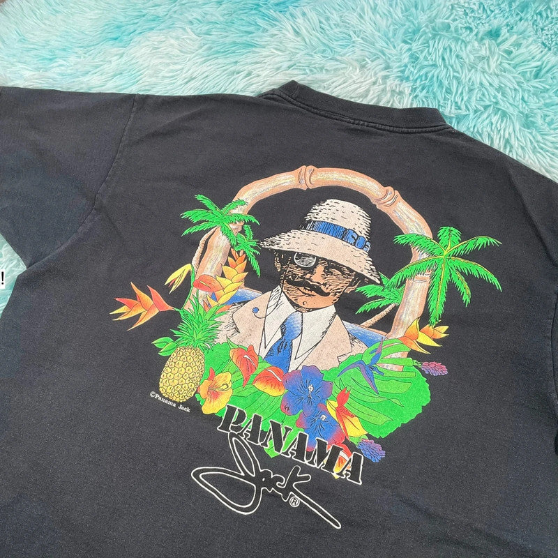 Vintage 90s Black Panama Jack Graphic T Shirt - XL