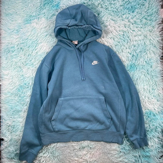 Blue Nike Hoodie Plain - Medium