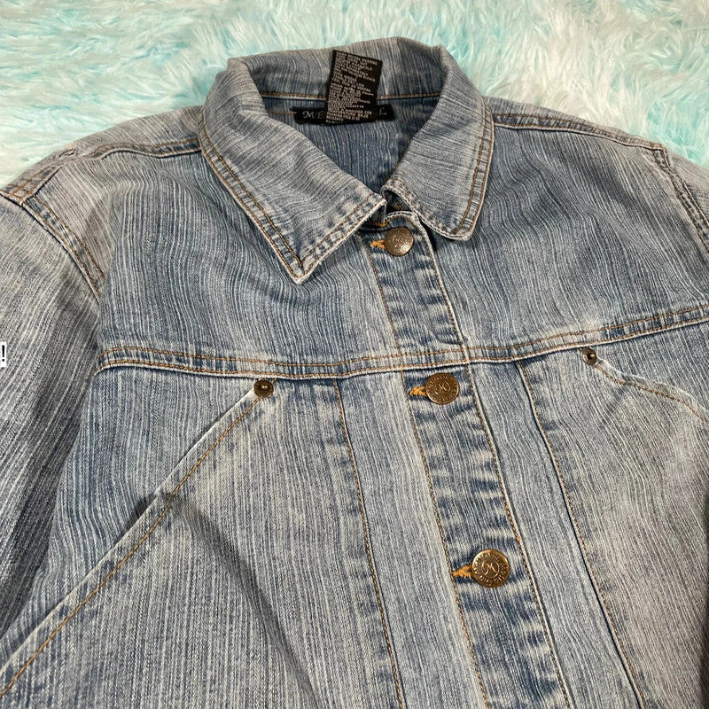 Vintage Y2K Denim Jacket Metro Girl - Medium
