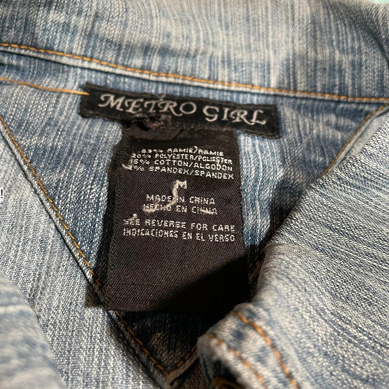 Vintage Y2K Denim Jacket Metro Girl - Medium