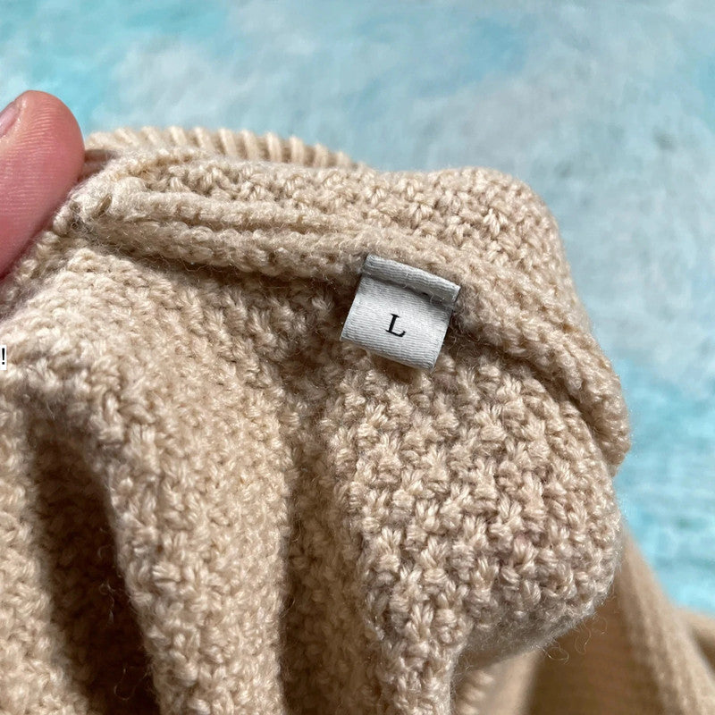 Beige Sandro Knitted Jumper - Large