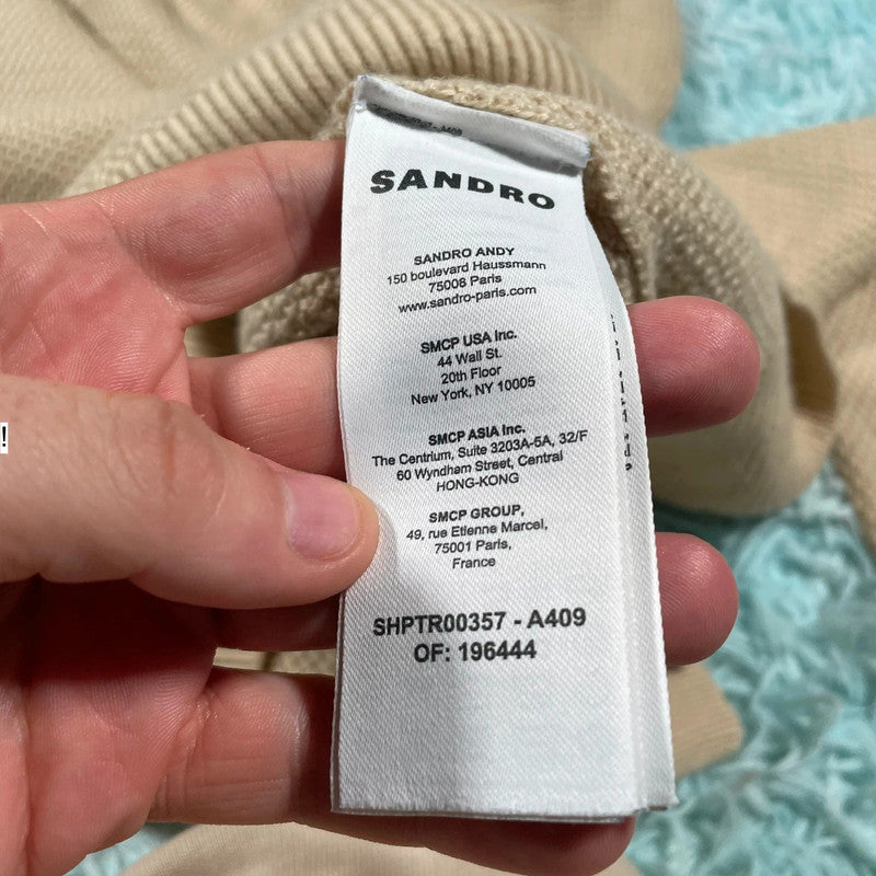 Beige Sandro Knitted Jumper - Large