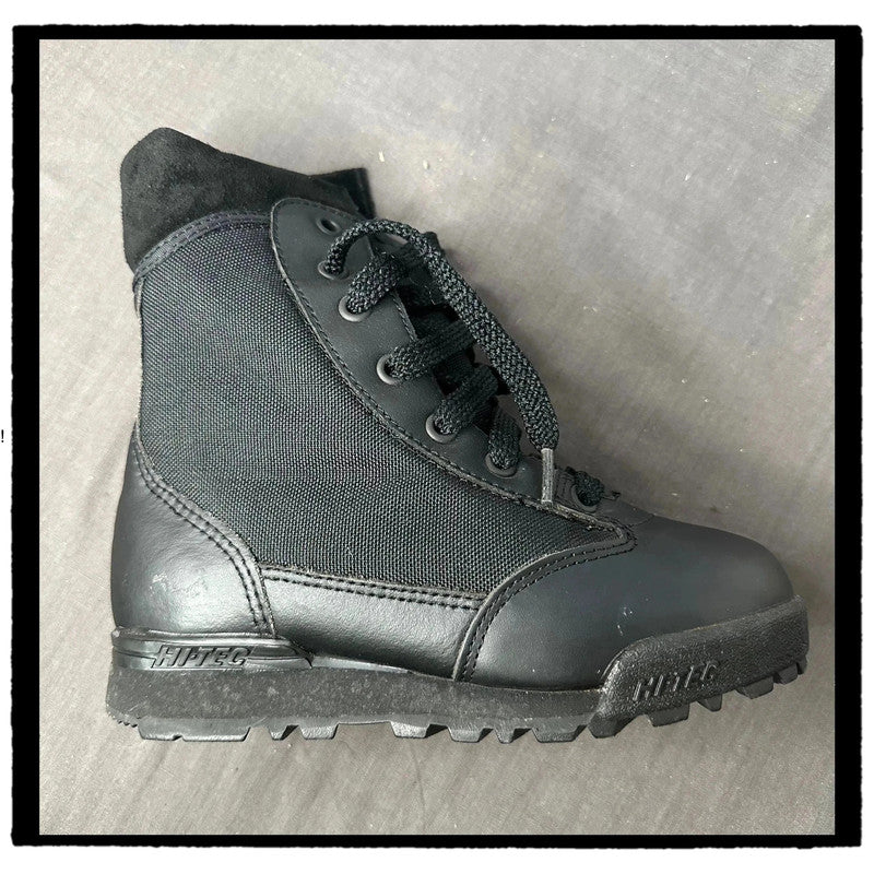 Vintage 90s Original Black Hi-Tec Magnum Workwear Boots Steelcap - UK2