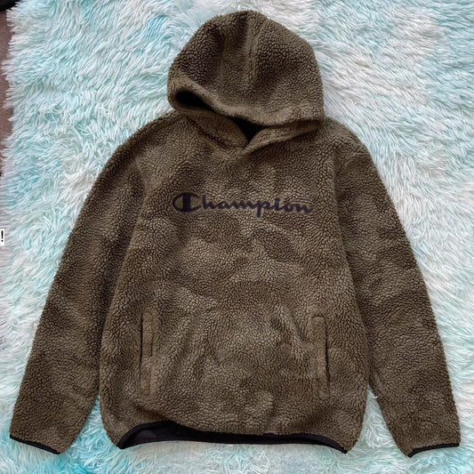 Khaki Camo Champion Sherpa Fleece Hoodie - Medium
