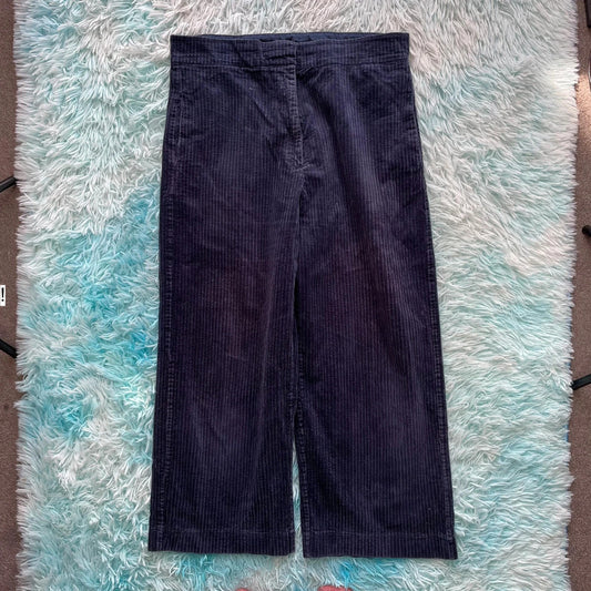 Navy Oliver Bonas Corduroy Trousers Wide Leg - Size 14