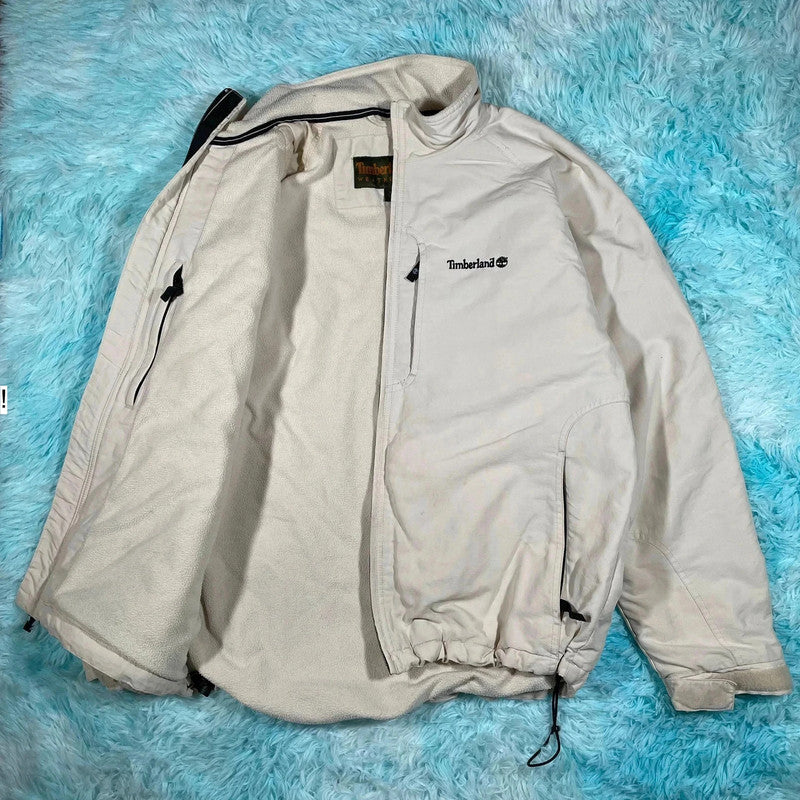 Vintage Cream Timberland Fleeced Windbreaker Jacket - Medium