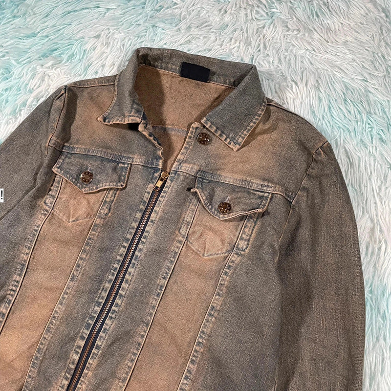 Vintage Y2K Fitted Denim Jacket - Size 10