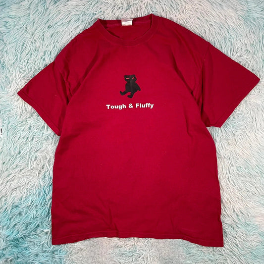Vintage Red Tough & Fluffy Graphic T Shirt - Largw