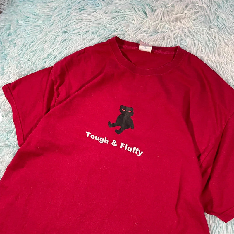 Vintage Red Tough & Fluffy Graphic T Shirt - Largw