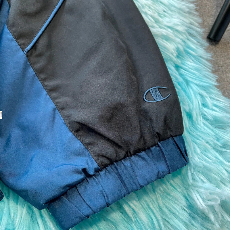 Vintage 00s Blue & Black Champion Windbreaker - Large