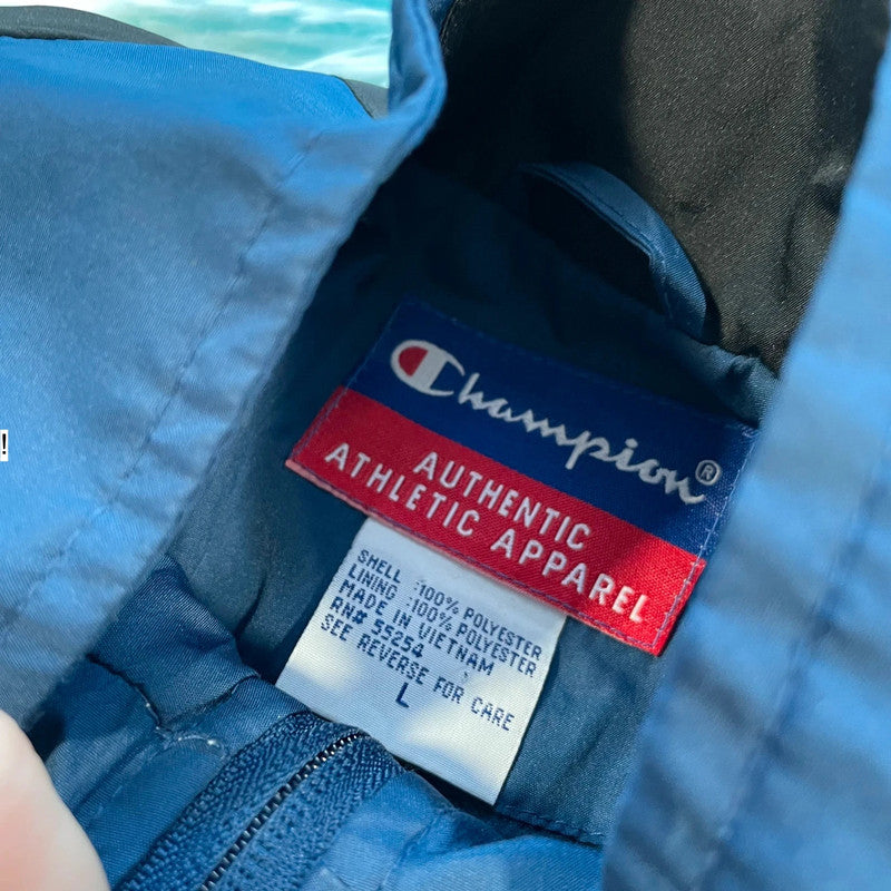Vintage 00s Blue & Black Champion Windbreaker - Large