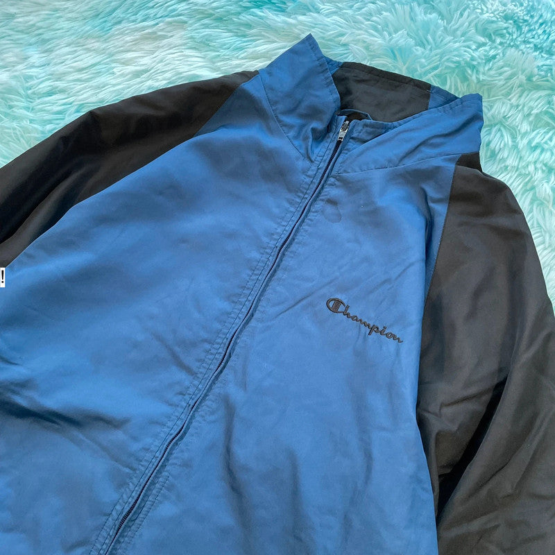 Vintage 00s Blue & Black Champion Windbreaker - Large