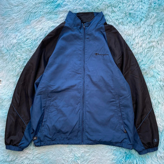 Vintage 00s Blue & Black Champion Windbreaker - Large