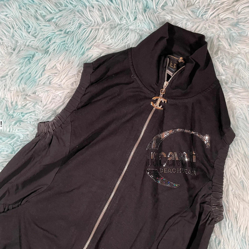 Vintage Y2K Black Just Cavalli Vest Jacket Fitted - Small