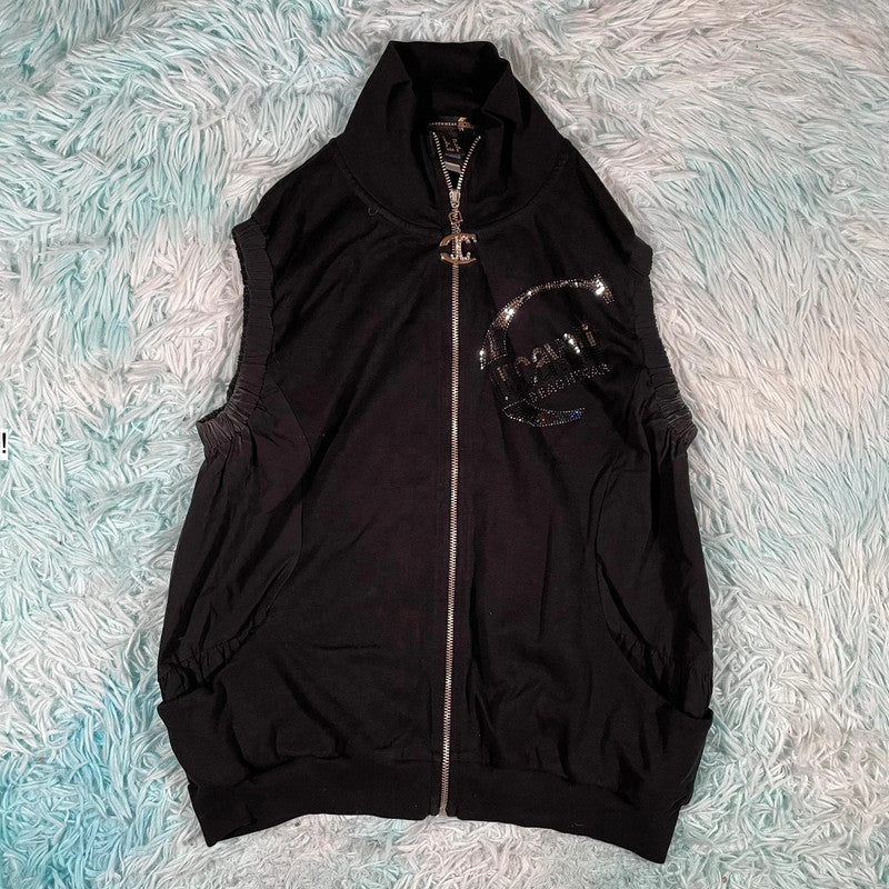 Vintage Y2K Black Just Cavalli Vest Jacket Fitted - Small