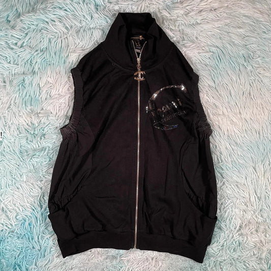 Vintage Y2K Black Just Cavalli Vest Jacket Fitted - Small