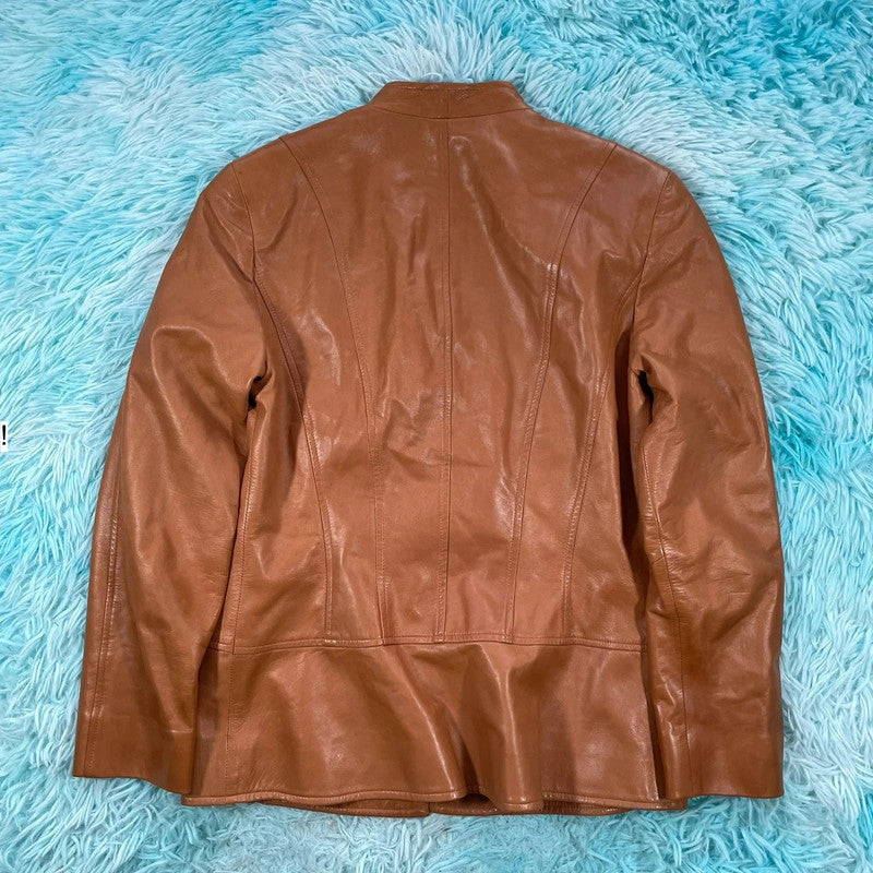 Brown Carolina Herrera Leather Jacket - Size 8