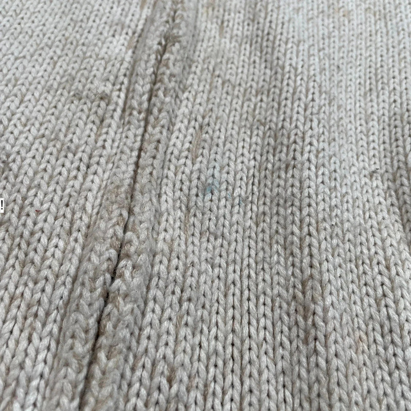 Vintage 00s Cream Knitted Hooded Jumper - Large