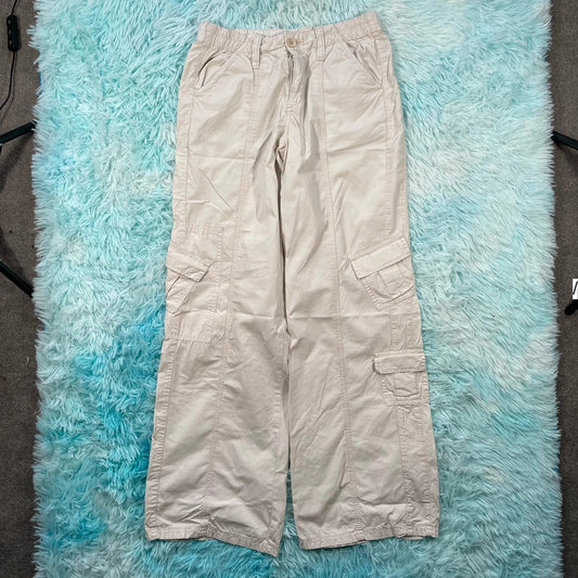 Cream BDG Urban Outfitters Flared Y2K cargo Trousers - Small