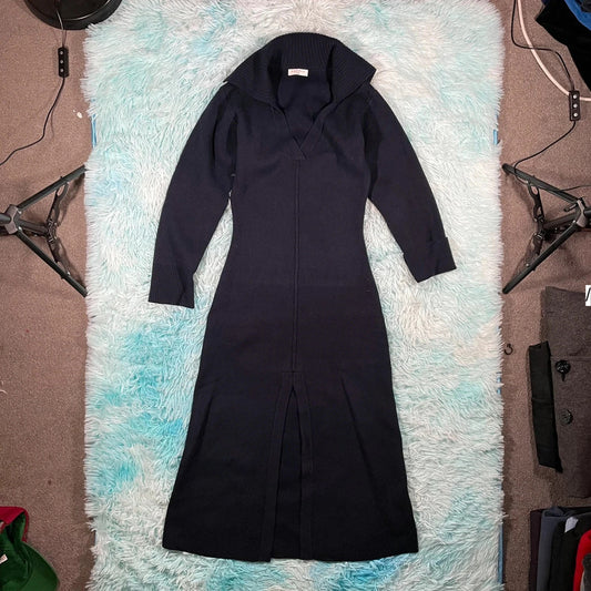 Navy Sandro Paris Knitted Dress - Size 6 EU34