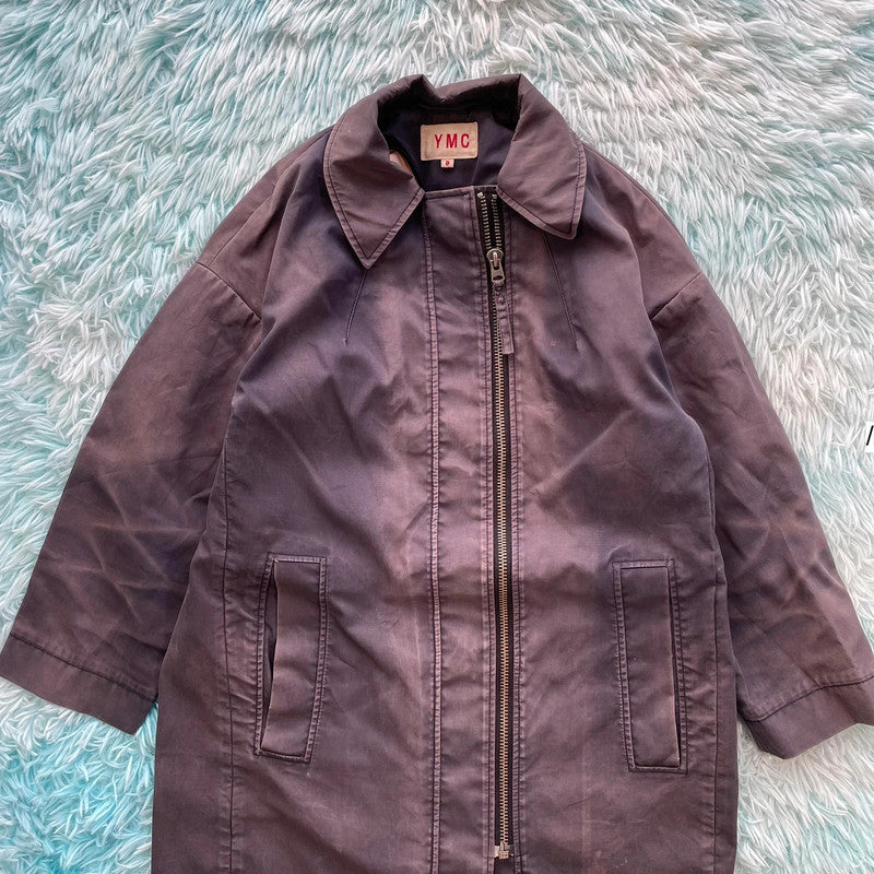 Navy YMC Long Coat Mac - Size 8
