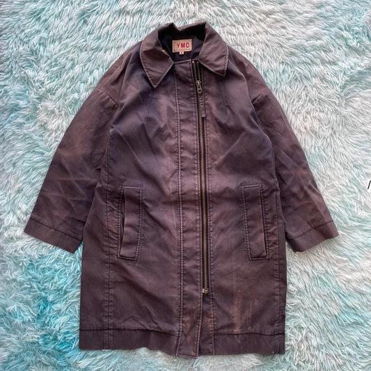 Navy YMC Long Coat Mac - Size 8