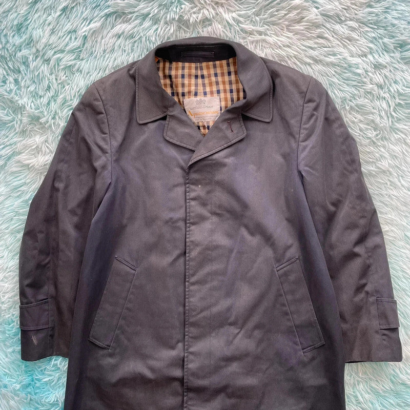 Vintage Navy Aquascutum Trench Coat Hauscheck - XL