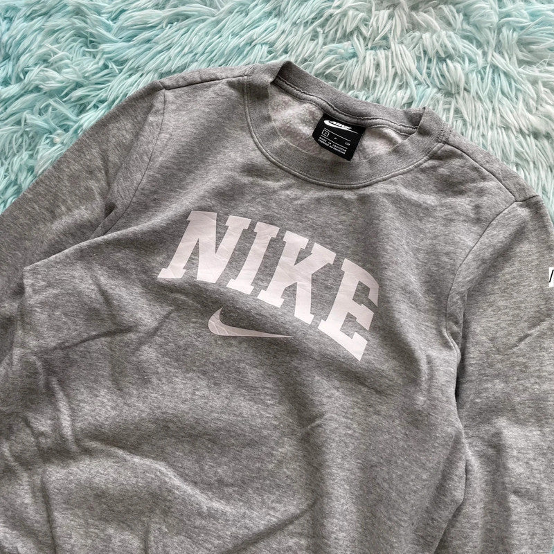 Grey Nike Sweatshirt Spellout - Small