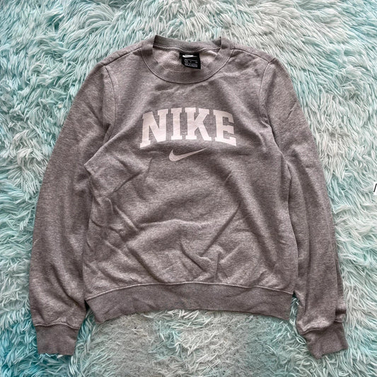 Grey Nike Sweatshirt Spellout - Small