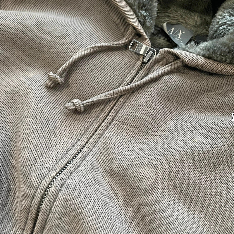Brown Armani Exhange Fleeced Hoodie - Small