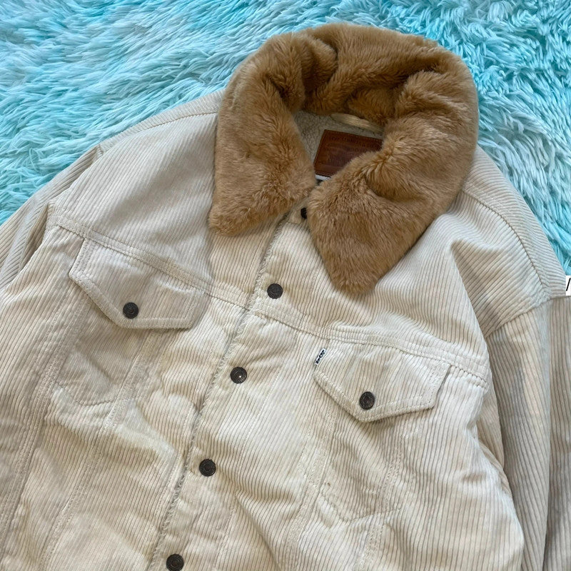 Cream Levi’s Corduroy Sherpa Trucker Jacket - Large
