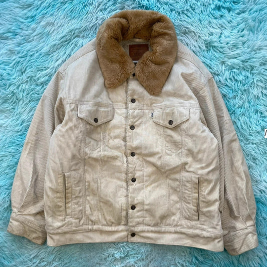 Cream Levi’s Corduroy Sherpa Trucker Jacket - Large