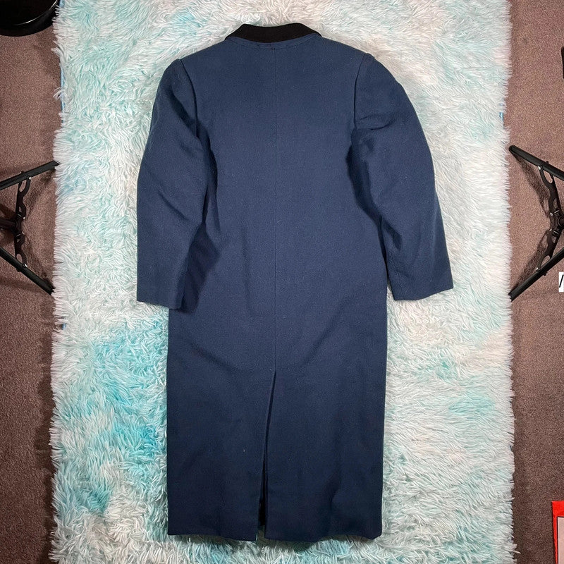 Vintage Blue Overcoat Double Breasted - XL