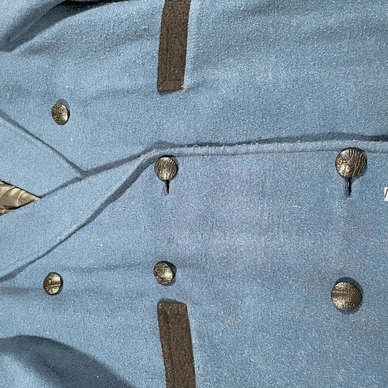 Vintage Blue Overcoat Double Breasted - XL