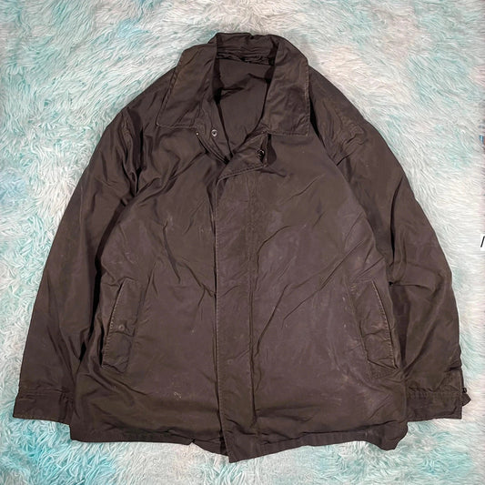 Vintage Dark Brown 90s Giorgio Armani Wax Jacket - XL